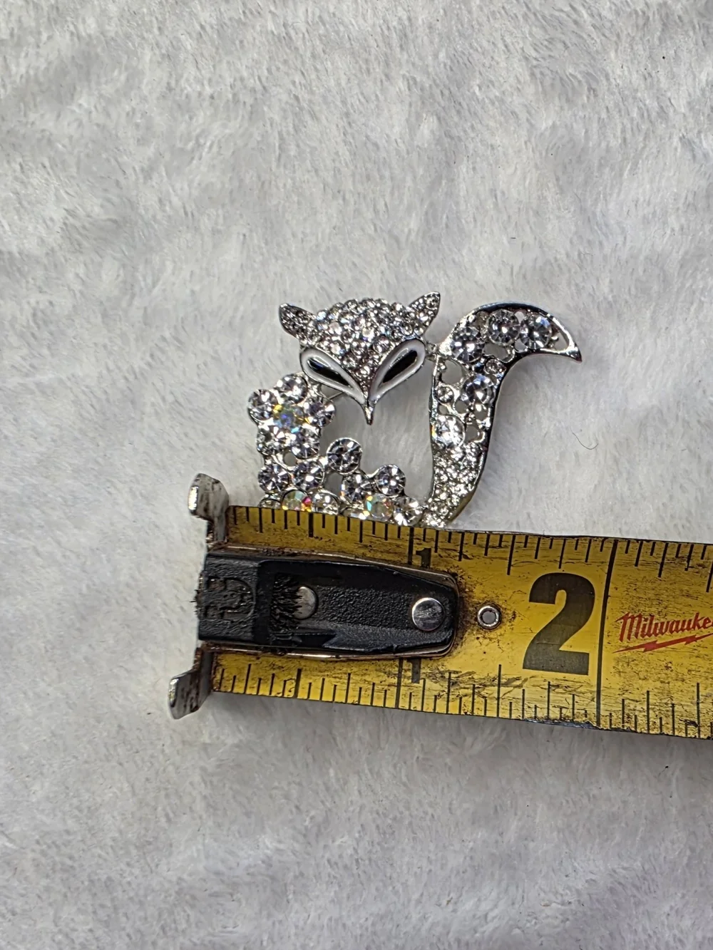 Silver Crystal Fox Brooch - Sparkling Clear Rhinestones